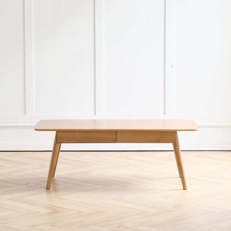 Low Table, Coffee Table With Storage Shelf - Natural