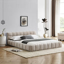 Modern Platform Bed Frame With Thick Chenille Fabric