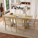 Extendable Dining Set, Farmhouse Extendable Table With Upholstered Chairs
