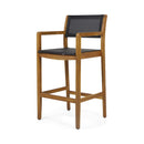 Outdoor Barstool With Woven Wicker And Frame (Set of 2) - Teak
