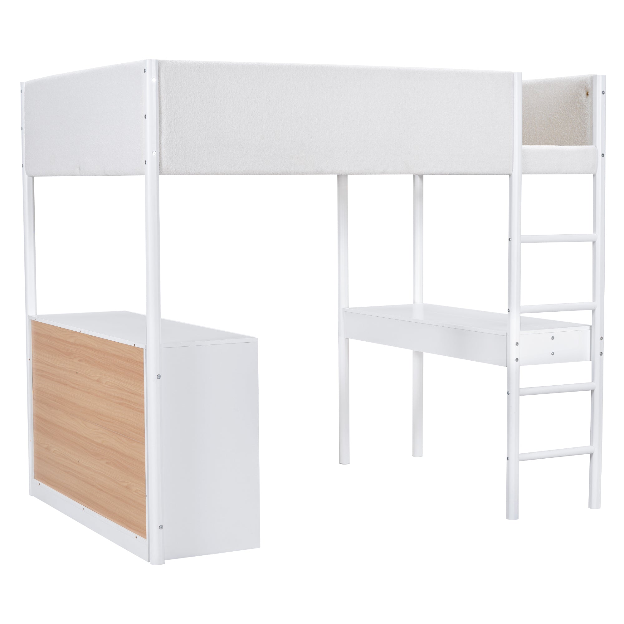 Full Size Teddy FleeceLoft Bed Wood Bed, White - Atlantic Fine Furniture Melbourne FL