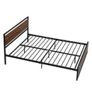 Industrial Platform Queen Bed Frame/Mattress Foundation with Rustic Headboard and Footboard, Strong Steel Slat Support, No Box Spring Needed, Noise Free, Easy Assembly