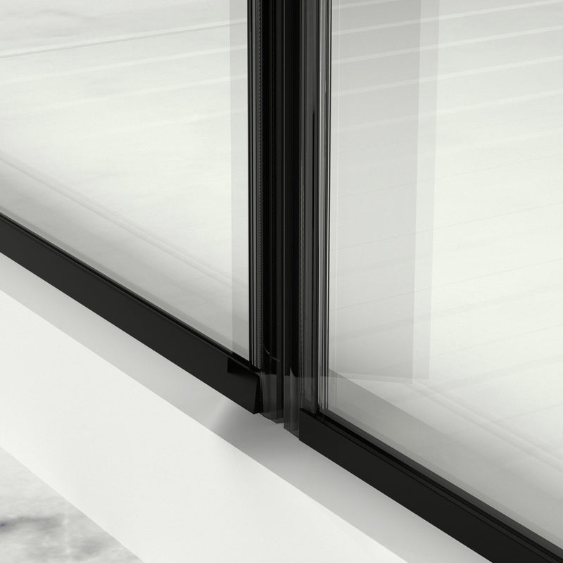 Semi-Frameless Double Hinges Shower Door In Matte , Tempered Glass, Reversible Installation - Black