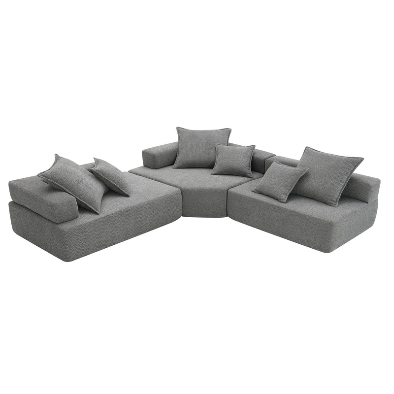 Oversized Modular Sectional Sofa, Luxury Boucle Floor Couch Set, Convertible Sleeper Couch, Spacious Foam-Filled Sofa Bed For Living Room