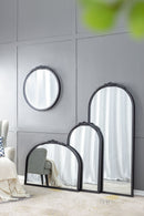 Hand Carved Rose Antique Mirror Frame, Wood Arch Mirror Wall Decor For Living Room