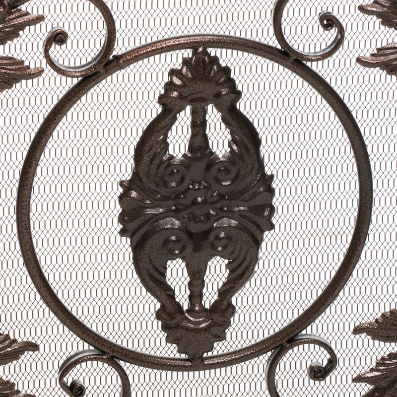 Mariella - Traditional Floral Iron Fireplace Screen With Ornate Design