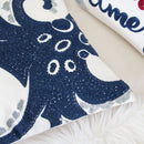 Octopus Patterned Pillow Cover With Matching Back - White