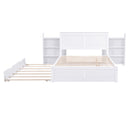 Storage Platform Bed With Pull Out Shelves And Trundle