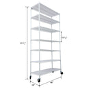 7 Tier Metal Shelf Wire Shelving Unit, 2450Lbs Heavy Duty Adjustable Storage Rack With Wheels & Shelf Liners For Closet Kitchen Garage Basement Commercial Shelving
