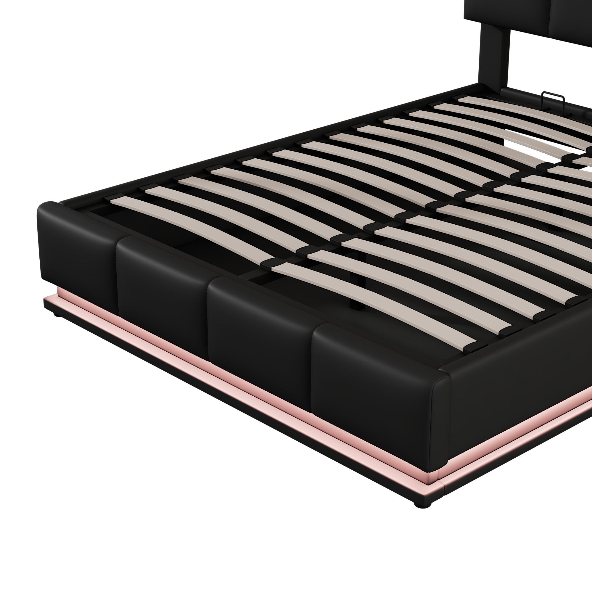 Full Size Tufted Upholstered Platform Bed with Hydraulic Storage System,PU Storage Bed with LED Lights and USB charger, Black - Atlantic Fine Furniture Melbourne FL