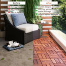 Acacia Wood Interlocking Deck Tiles Checker Pattern For Outdoor Flooring