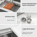 33" Drop In Kitchen Sink With Workstation, 16 Gauge Stainless Steel - Brushed Nickel