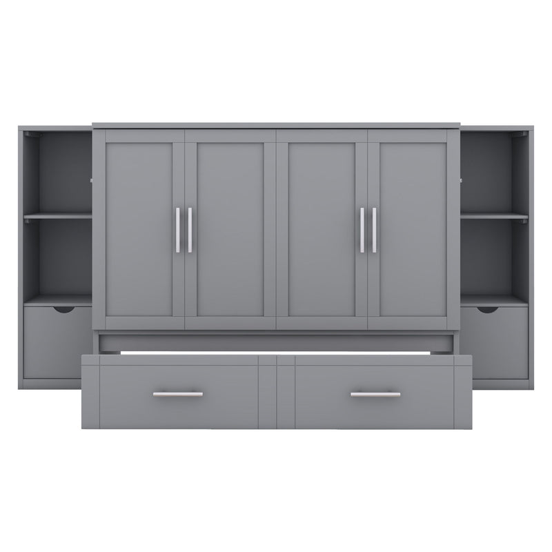 Murphy Bed With Shelves, Drawers And USB Ports