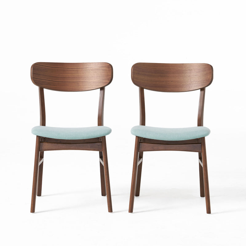 Elegant Fabric Dining Chair With Cushioned Seat And Wood Frame - Mint