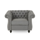 Nexuson - Upholstered Chesterfield Chair With Deep Tufted And Nailhead Trim