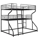 Industrial Triple Bunk Bed With Dual Ladders Frame, Space Saving Design