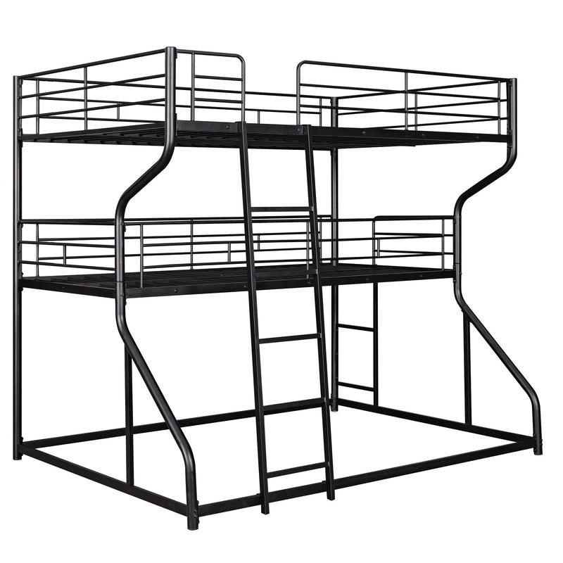 Industrial Triple Bunk Bed With Dual Ladders Frame, Space Saving Design
