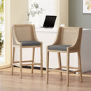 Celestiality - Upholstered Barstool With Cane Webbing Backrest (Set of 2)