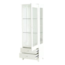 Modern Upholstered Glass Display Cabinet With Adjustable LED Light - White