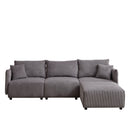 Modern Minimalist Corduroy Combination Sofa With 2 Comfort Cushions With USB & C Charging Ports