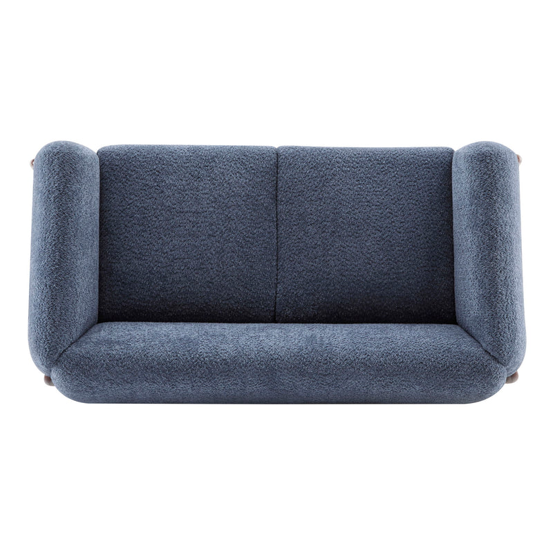 Contemporary Boucle Sherpa Sofa With Birch Wood Legs