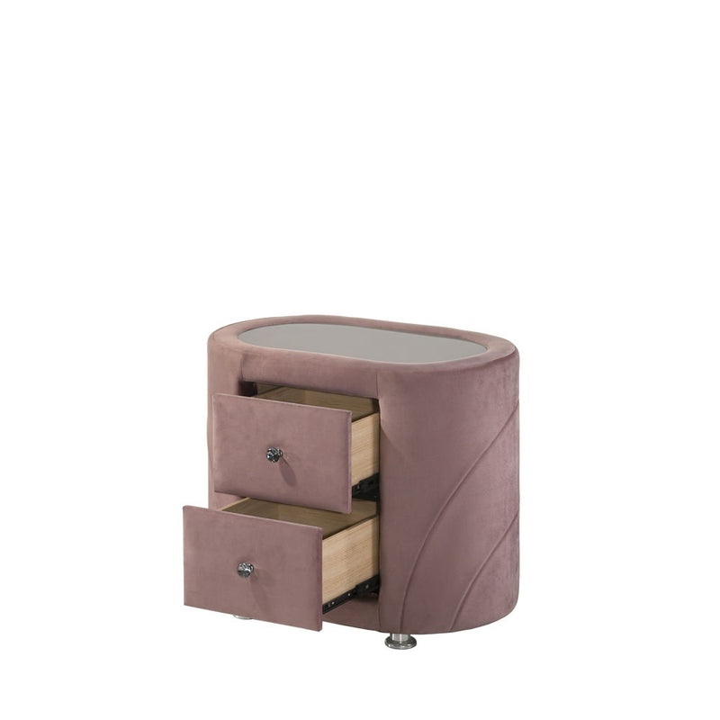 Salonia - Nightstand - Pink Velvet - Atlantic Fine Furniture Inc