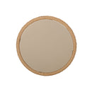 Outdoor Side Table With Tempered Glass Top And Rattan Wicker Cover - Light Brown