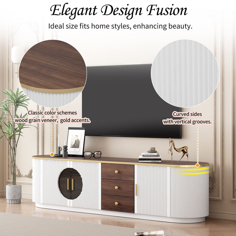 Modern Minimalist TV Stand For TVs Up To 80" With 3 Drawers And 1 Shelf
