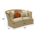 Daesha - Loveseat With 5 Pillows - Tan Flannel & Antique Gold