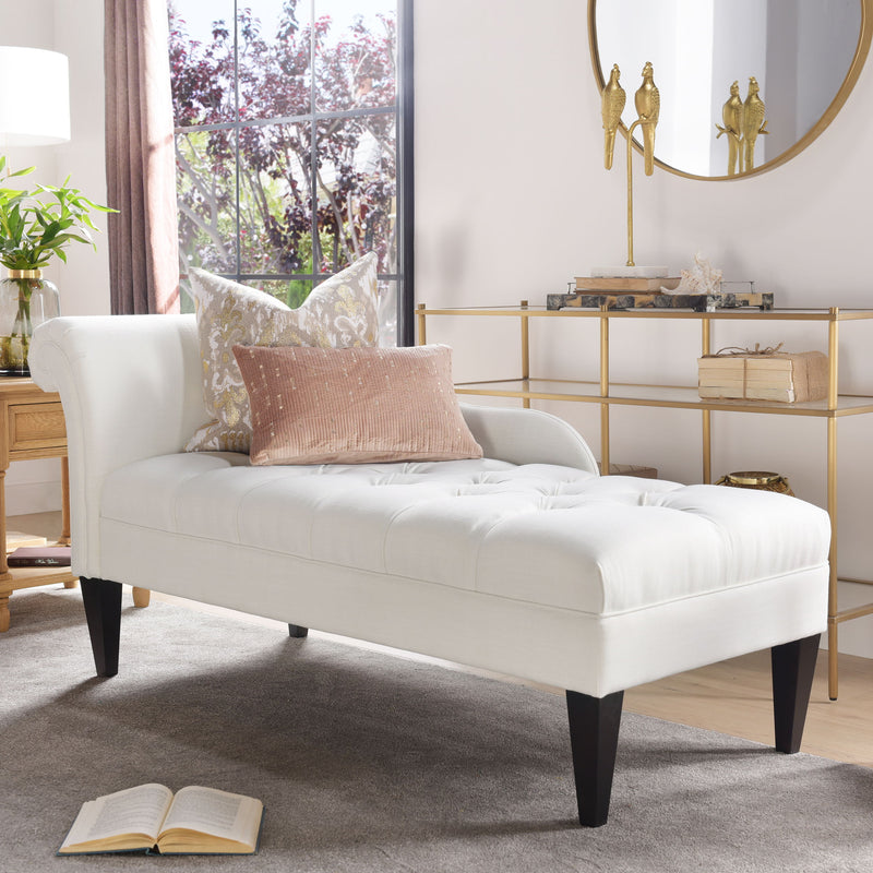 Harrison - Tufted Roll Arm Chaise Lounge - Antique White