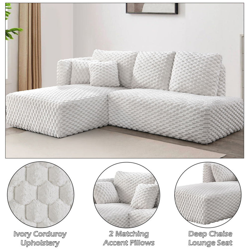 Manya - Sectional Sofa - Ivory Corduroy