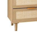 Modern Rattan Dresser With 6 Drawers For Bedroom And Living Room - Oak