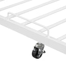 Full Size Metal Platform Bed Frame with Twin size trundle, Upholstered headboard, Sockets, USB Ports and Slat Support, No Box Spring Needed, White