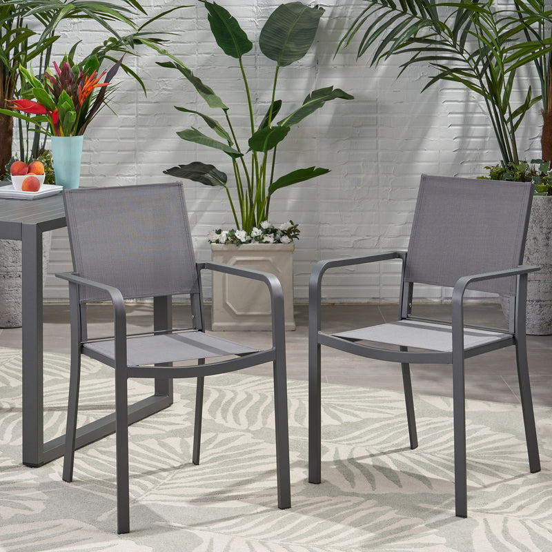 Waterfal - Outdoor Aluminum Dining Chair With Mesh Seat (Set of 2)