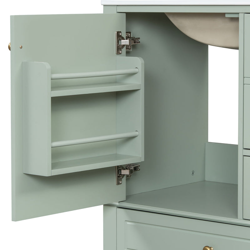 Freestanding Bathroom Vanity With Sink, Soft Close Door, 3 Drawers