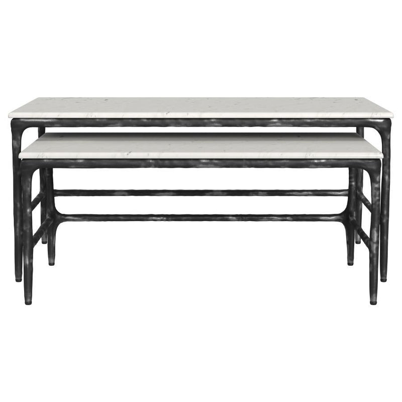 Ebby - 2 Piece Genuine Marble Top Nesting Coffee Tables - White