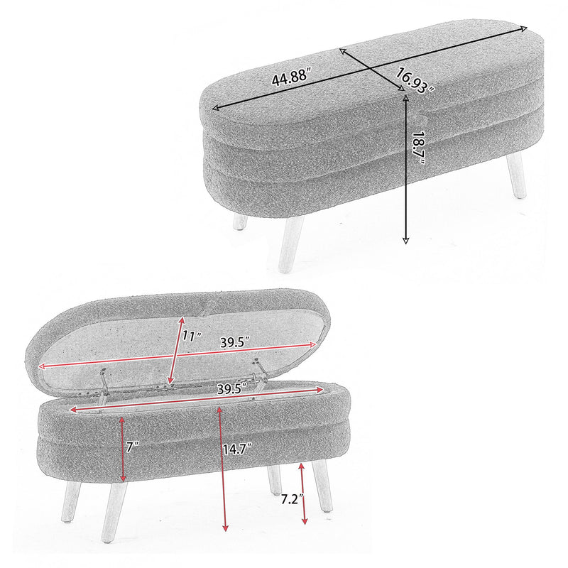 Velvet Fabric Storage Bench With Wood Legs