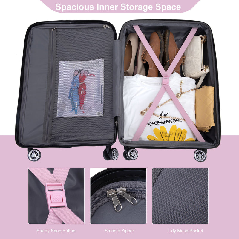 Luggage Set Of 5 Pieces, Expandable Hard Pc Luggage Set With Tsa Lock For Rotating Wheels