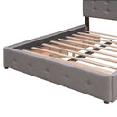 Upholstered Platform Bed With Classic Headboard And Drawers, No Box Spring Needed