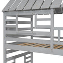 House Bunk Bed With Trundle, Storage Staircase, Roof And Window Design