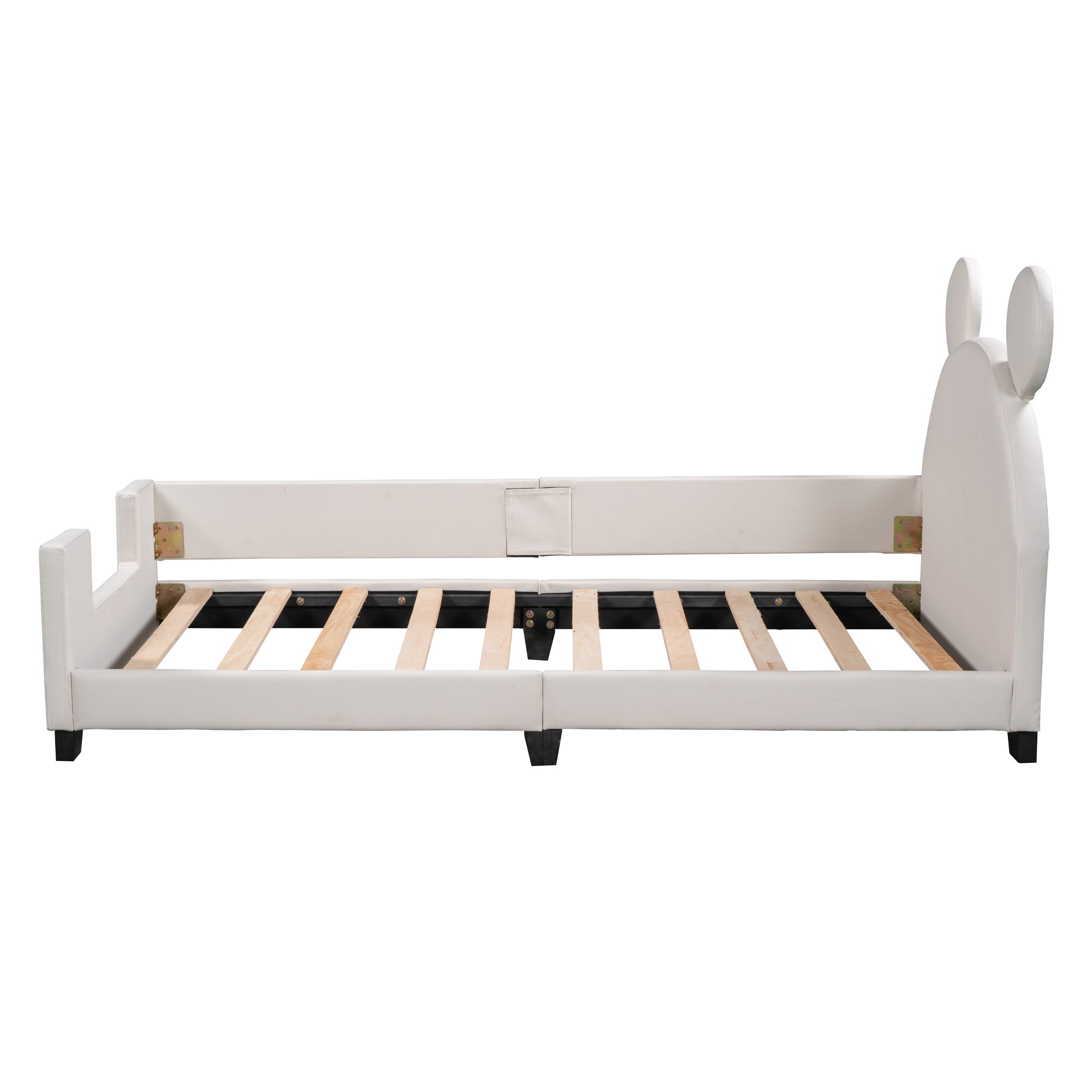 Twin Size Upholstered Daybed with Carton Ears Shaped Headboard, White - Atlantic Fine Furniture Melbourne FL