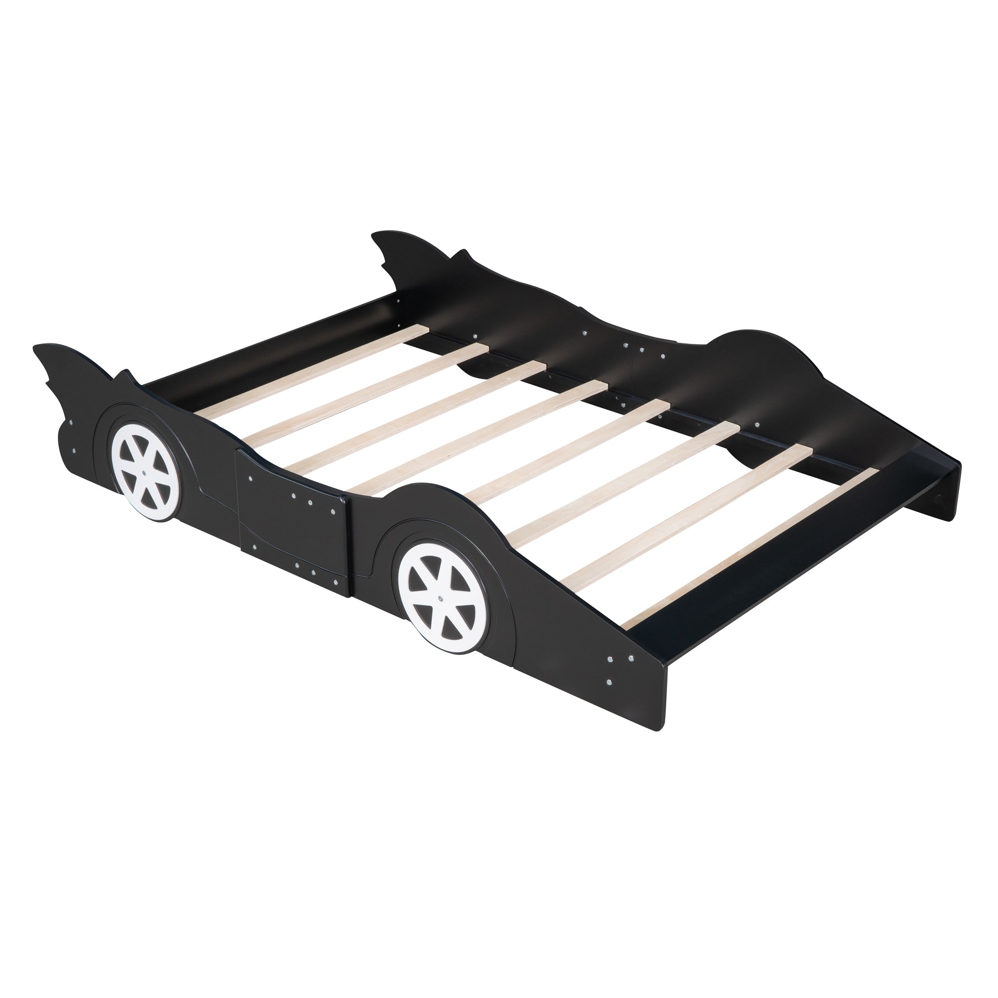 Full Size Race Car-Shaped Platform Bed with Wheels,Black - Atlantic Fine Furniture Melbourne FL