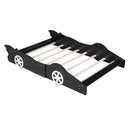 Full Size Race Car-Shaped Platform Bed with Wheels,Black