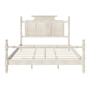 Vintage Country Style 4 Poster Platform Bed With High Crown Like Headboard, No Box Spring Needed