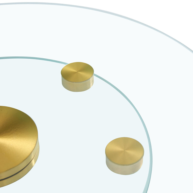 Double Layer Rotatable Round Glass Plate - Gold / Transparent