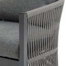 Modern Curved Aluminum Lounge Chair With Stylish Rope Weave Design And Cushioned Comfort For Outdoor