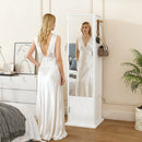 360 Degrees Rotating Makeup Cabinet With Full-Length Mirror, Jewelry Storage