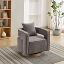 Swivel Accent Open Back Barrel Chair With Weathered Base