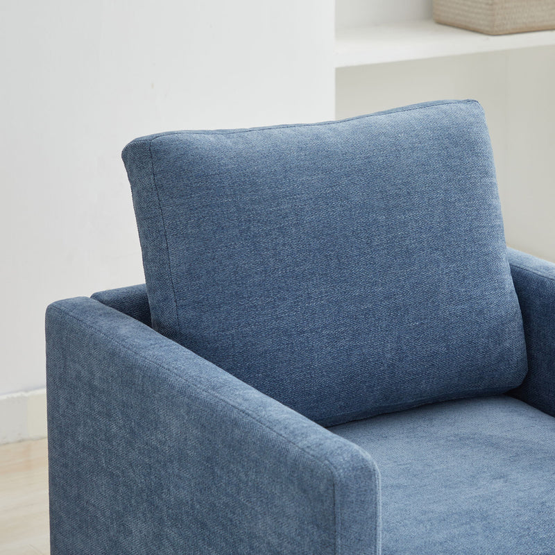Modern Square Upholstered Swivel Accent Chair With Metal Base