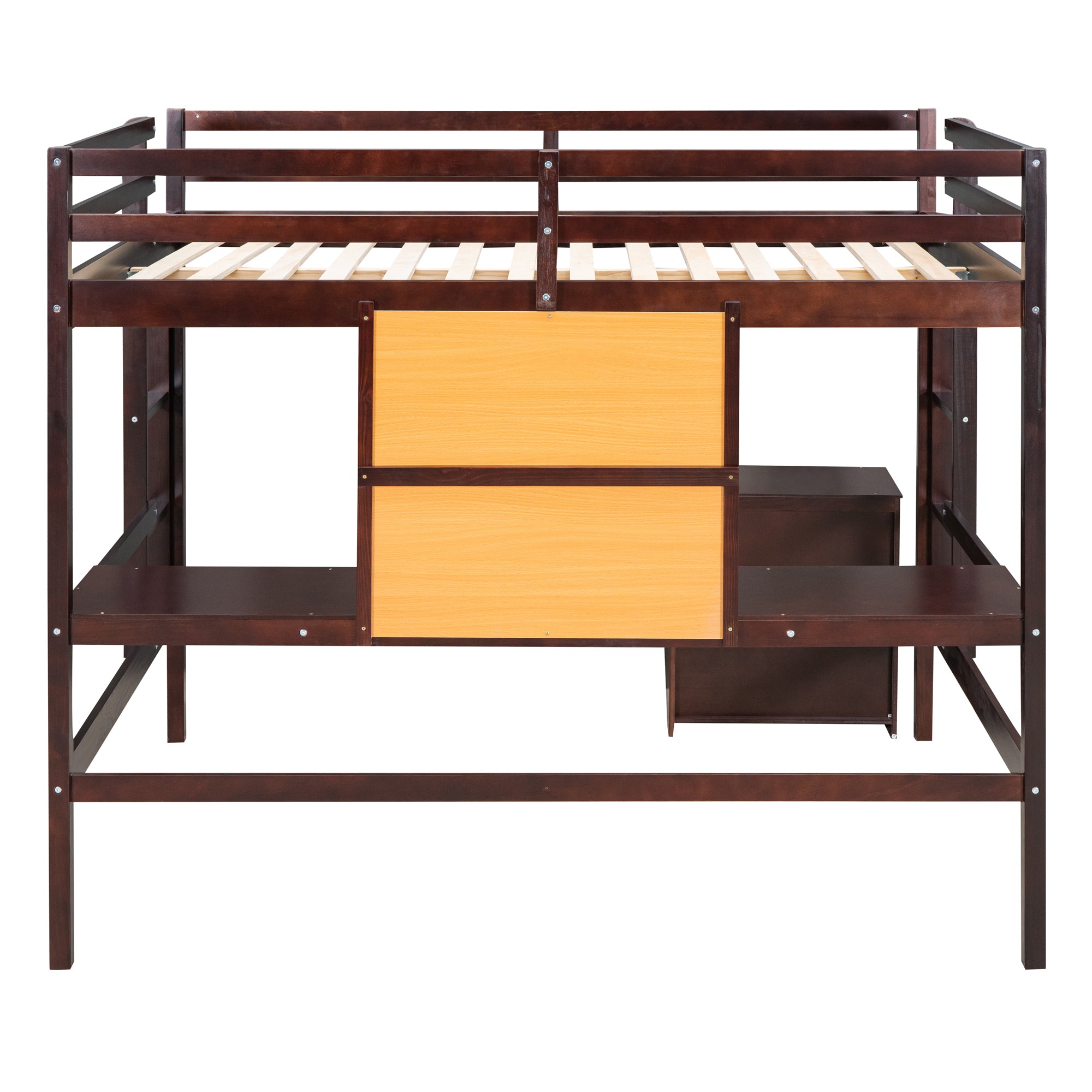 Twin size Loft Bed with Desk and Writing Board, Wooden Loft Bed with Desk & 2 Drawers Cabinet- Espresso - Atlantic Fine Furniture Melbourne FL